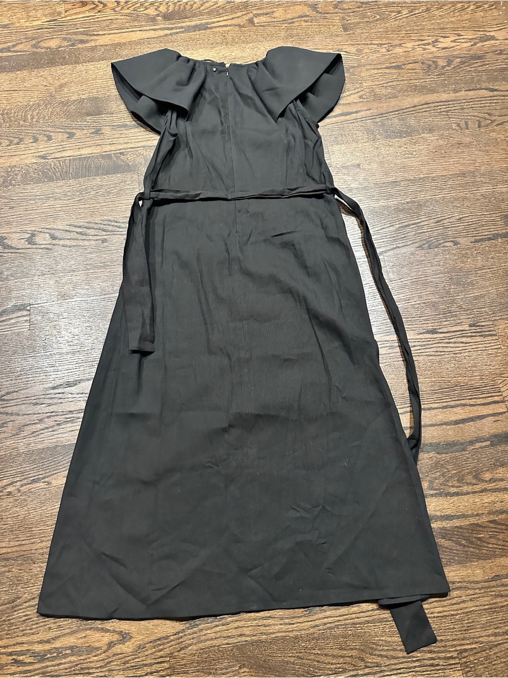 NWT Cuyana Black Linen Flutter Sleeve Midi Dress - Picture 7 of 7